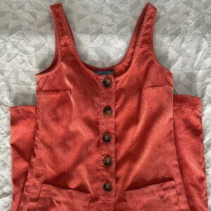 ModCloth Rust Corduroy Wide Leg Jumpsuit - Button Front - Size [XXS]